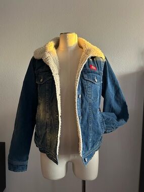 Dickies Blue Denim Jean Jacket with Cream Sherpa Lining